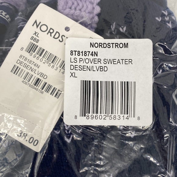 Freshman Kids' Pullover Mix Stitch Fair Isle Sweater Lavender And Navy XL NWT - Picture 4 of 4